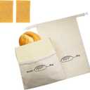 Reusable Beeswax Bread Bags for Sourdough Baking (2 Pack) XL - Organic Cotton Beeswax sourdough bread bags, Eco-Friendly, Freezer-Safe, Keep Homemade Bread Fresh, Food-Storage Bag (Beige)