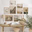 TheCanvas Vintage Wall Art Prints Set of 9, Eclectic Nature Wall Art for Living Room, French Country Landscape Painting, Gallery Wall Decor for Bedroom or Farmhouse UNFRAMED