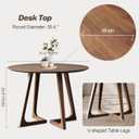 Walnut Round Dining Table for 4, 35.4" Small Wood Round Kitchen Table with Solid Wood Legs, Mid Century Modern Dining Room Tables for Home, Restaurant,Circle Coffee Table for Small Space