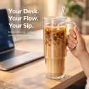 40 oz Tumbler with Handle and Straw, Clear Acrylic Cup, Double Wall Insulated Reusable Cold Drink Cup with Lid, Leakproof Travel Mug