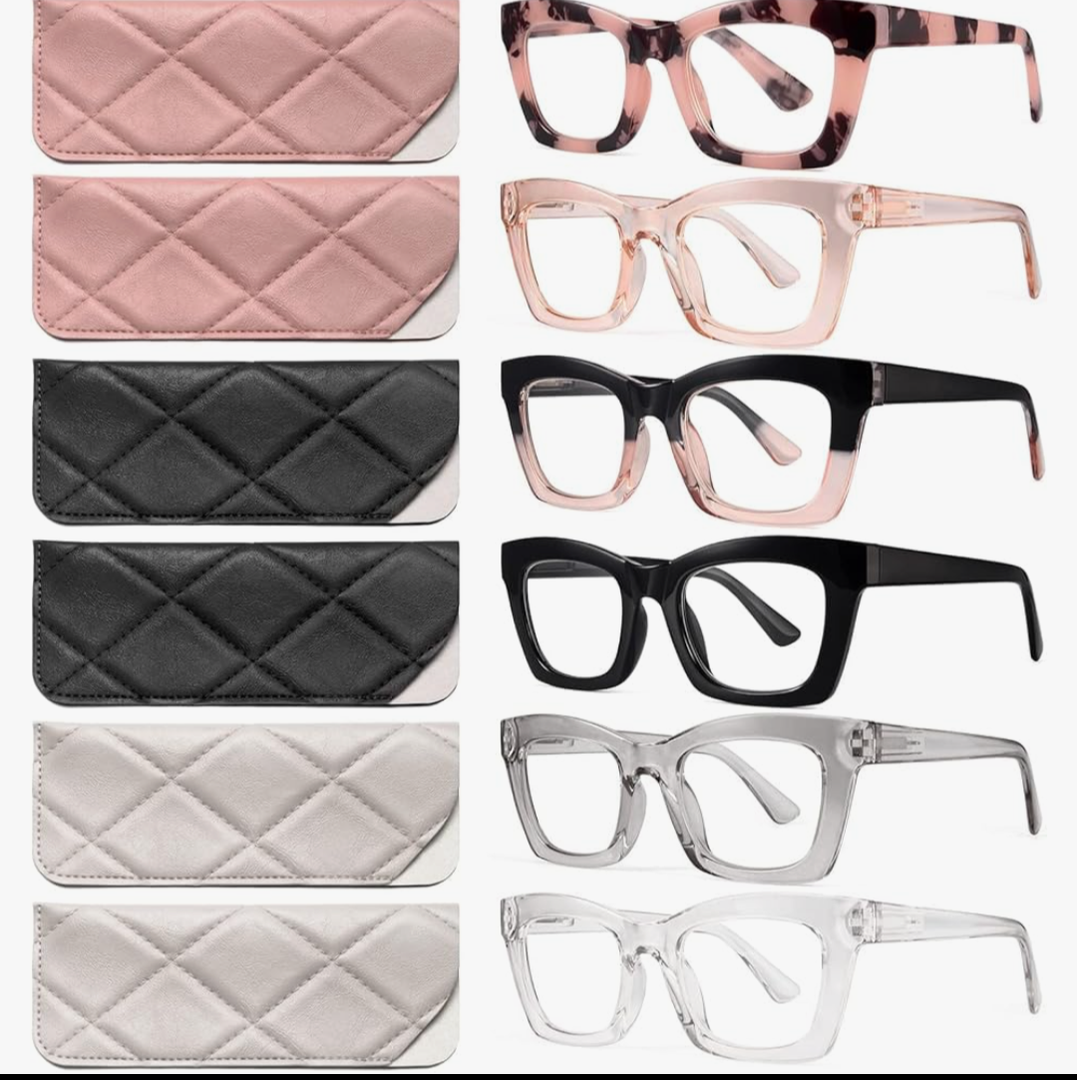 CCVOO 6 Pack Oprah Reading Glasses for Women, Eyeglasses, Blue Light Readers for Women, Computer Eye Glasses, Cheaters, +1.25
