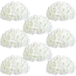 Auihiay 8PCS White Flower Balls for Centerpieces, Fake Flowers Arrangements Bouquet, Kissing Balls, Silk Hydrangea Artificial Flower for Table Centerpieces, Home, Wedding Flower Stand Decoration