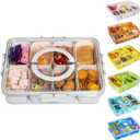 WACOI Divided Snack Serving Tray with Lid and Handle travel Snackle Box Charcuterie Container Portable Storage Organizer for Candy, Fruits, Nuts, Snacks 1Pack White