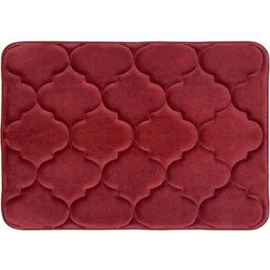 PowerSellerUSA 17"x24" Memory Foam Bath Rugs for Indoor Use, Anti-Fatigue Mats with Non Slip Backing, Thick Resilient Foam with Ultra Soft Durable Absorbent Bathroom Mat, Washable Floor Mat - Burgundy