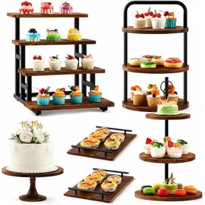 Roowest 6 Pack Wood Cake Stands, Dessert Table Display Set for 260 Cupcakes