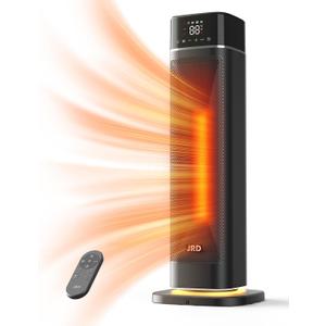 24" Space Heater, JRD Fast Heating Portable Electric Heater with Remote, Night Light, 80 Oscillation,4 Mode, Overheat&Tip-Over Protection, Ceramic Heat for Bedroom Office Indoor