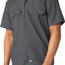 Dickies Mens Short Sleeve Work Shirt Durable Twill Button Down Shirts for Men, Lightweight Uniform for Daily Wear (Gray, XXL)