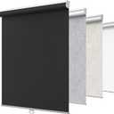 GENIMO 100% Blackout Roller Window Shades, Window Blinds Cordless with Thermal Insulated, UV Protection Fabric, Mini French Door Blinds for Home, Bedroom, Office, Black, 34" W X 72" H