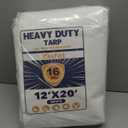 Kesfitt 16 Mil Heavy Duty Waterproof White Tarp, 12x20 ft, 100% Virgin Polyethylene, Reinforced Grommets, UV Resistant Outdoor Tarp for Storm Protection, Equipment Cover & Backyard Use