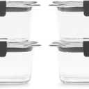 Rubbermaid Brilliance BPA Free Airtight Food Storage Containers with Lids, Set of 4 (4.7 Cup) Ideal for Lunch, Meal Prep, and Leftovers