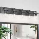 Bathroom Vanity Light, Square Design 5 Lights Morden Bathroom Lighting Fixtures Over Mirror, Black Vanity Light for Living Room/Bedroom