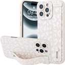 OOK Compatible with iPhone 16 Pro Max Leopard Case with Wrist Strap, White Leopard Cheetah TPU Shockproof Protection Slim Cover with Camera Protection for Women Girls, for 6.9inch