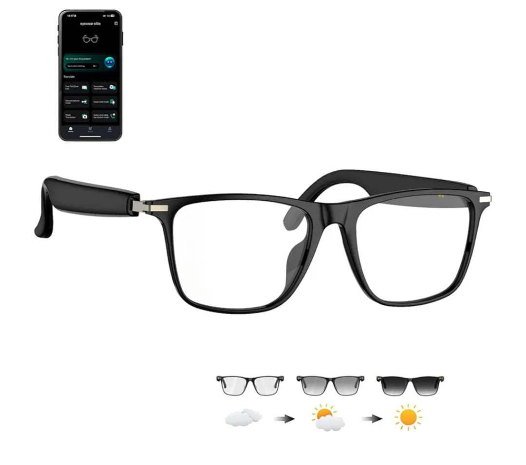 Giinova Ai Smart Glasses Bluetooth 5.4 with Translation for Men Women 160+Languages ColorChange Lens Chat GPT Assistant Free App Translator Glasses Meeting,Driver,Travel