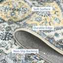 ROYHOME 9x12 Area Rug Large Moroccan Trellis Machine Washable Rug Vintage Medallion Distressed Accent Rug Stain Resistant Non-Slip Floor Cover Carpet for Living Room Bedroom, Blue/Yellow