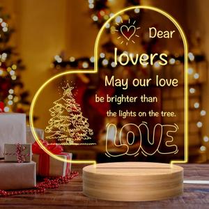UneedMe Valentine's Day Gift for Girlfriend - Acrylic Love Heart Night Light, Delicate Romantic Cute Wife Gifts from Husband, I Love You Gifts for Birthday Day for Men Women