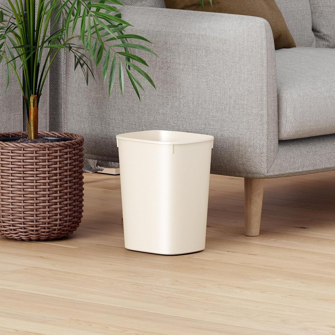 CEROELDA Bathroom Trash Can with Lid, 10L/2.6 Gal Small Garbage Can with Press Top Lid, Slim Plastic Waste Basket for Toilet, Office, Bedroom(Beige)