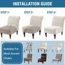 H.VERSAILTEX Armless Accent Chair Covers Thick Velvet Armless Chair Slipcovers High Stretch Chair Covers for Living Room Hotel Machine Washable Furniture Protector with Elastic Bottom, Ivory