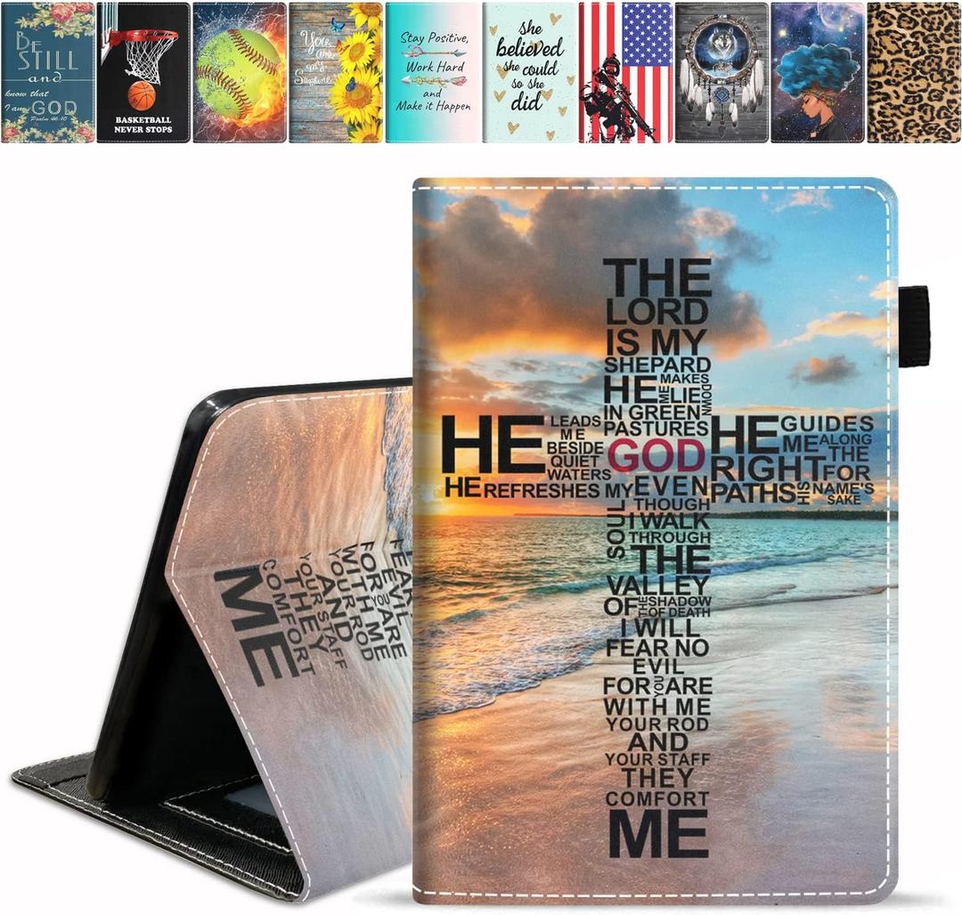 JDHJFBFJNP Case for Amazon Fire HD 10 Tablet 10.1 inch (9th/ 7th Generation, 2019/ 2017 Release) - PU Leather Stand Flip Cover with Card Slot & Pencil Holder, God Jesus Christian Cross