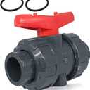 PVC Union Ball Valve, 1-1/4" Inch (DN32) True Union Full Flow Ball Valve with ASTM EPDM O-ring, Slip Socket, Full Port for Water System