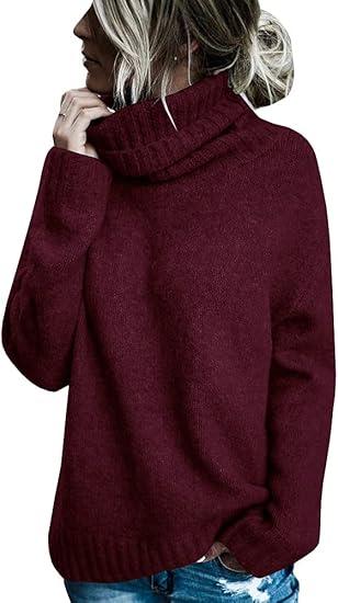 Oversized Turtleneck Pullover Sweater Cable Knit Long Sleeve Sweater Tops
M