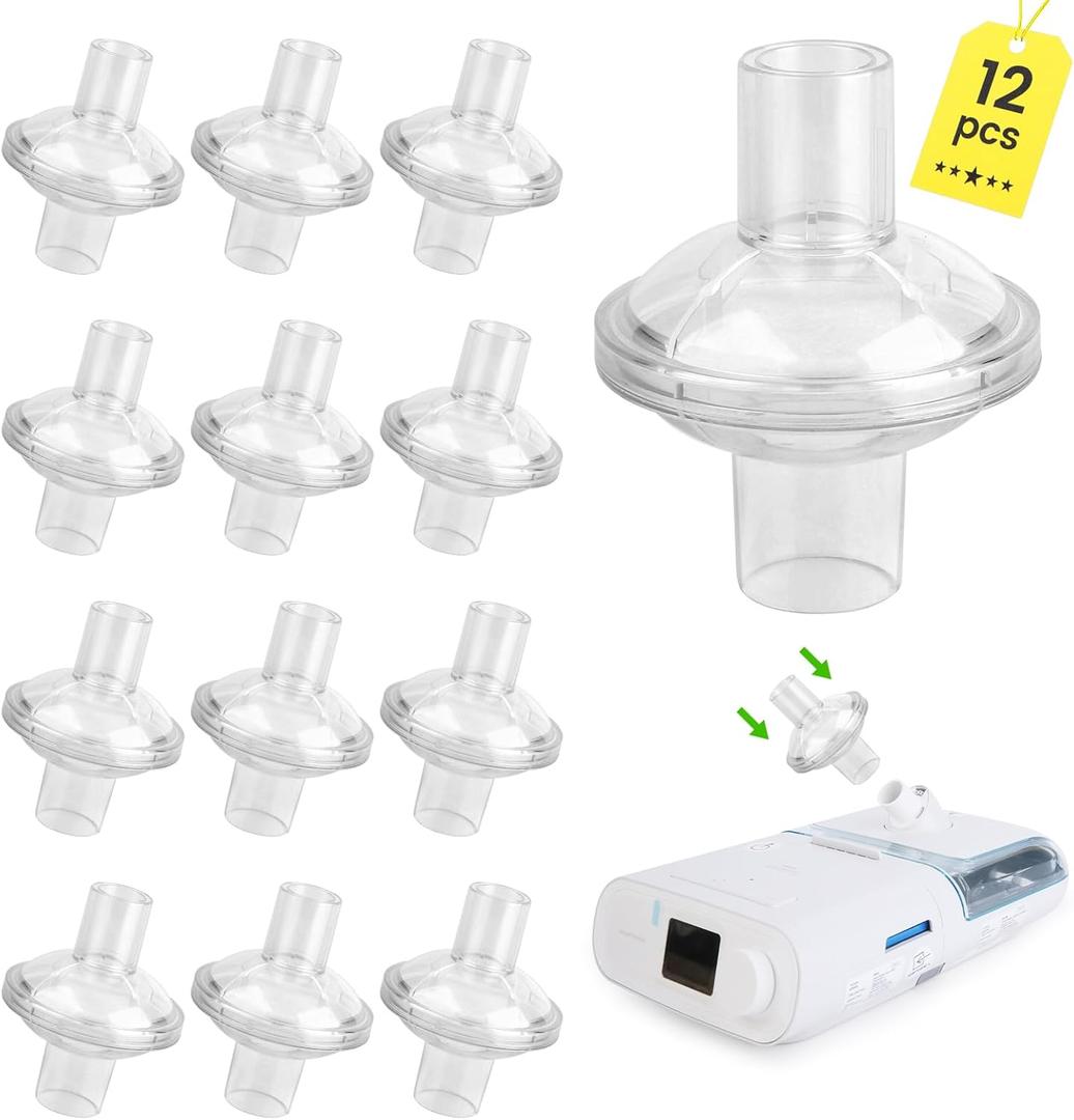 12 Pack Universal Fit in-Line Filters for CPAP and BiPAP Machine, Filter Resmed Airsense/Aircurve 10/11 Supplies, Dreamstation 2 Replacement Accessories Parts, C Pap 22/25mm Tube Machines