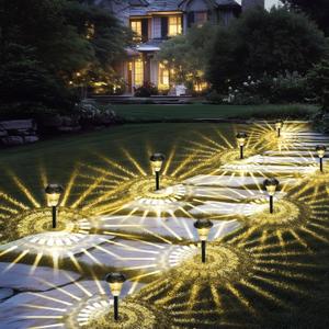 Solar Pathway Lights Outdoor Waterproof, 8 Pack 3000K Solar Garden Lights with Auto On/Off, Bright Outdoor Garden Decor for Yard Patio Walkway Lawn Landscape, Warm White