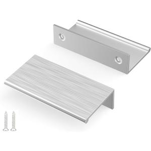 Peaha 10 Pack Kitchen Cabinet Handles 2-1/2 inch Brushed Nickel Pulls for Dresser Drawers Door Edge Finger Pull Hardware