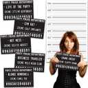 Funny Mugshot Sign Photobooth Selfie Props for Birthday Parties, Bachelorette Games, Event Decoration Idea (Birthday Party With Backdrop)