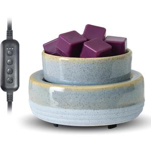 Wax Melt Warmer, Ceramic Candle Melter Melting Wax 3-in-1 Oil Burner Electric Fits Yankee Large Jar, Scented Candle Holder for Home Decor Gifts for Mom Grandma Women Girls (01-bright Light Blue)