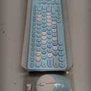 Wireless Keyboard and Mouse Combo, Retro Typewriter Keyboard with Round Keycaps, 2.4GHz USB Cute Wireless Keyboard Mouse for Computer, Desktop, Laptop (Blue Colorful)