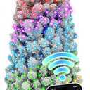 HOLLO STAR 7.5 ft Flocked Prelit Christmas Tree with 348 LED Lights, App Control, Skinny Artificial Pencil Christmas Tree, Multi-Color RGBW Lights, 960 Branch Tips, for Small Space, Home, Party