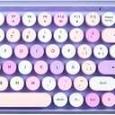 Perixx PERIDUO-713PP Wireless Mini Keyboard and Mouse Combo - Retro Round Key Caps - Pastel Purple - US English Layout