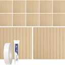 Aboofx 12 PCS 3D Wall Panels, 11.8" x 11.8" Water Resistant Slat Wall Panels Peel and Stick Wallpaper 11.6 Sqft, Light Color EPS Wall Panels for Interior Wall Decor (Light Wood Color)