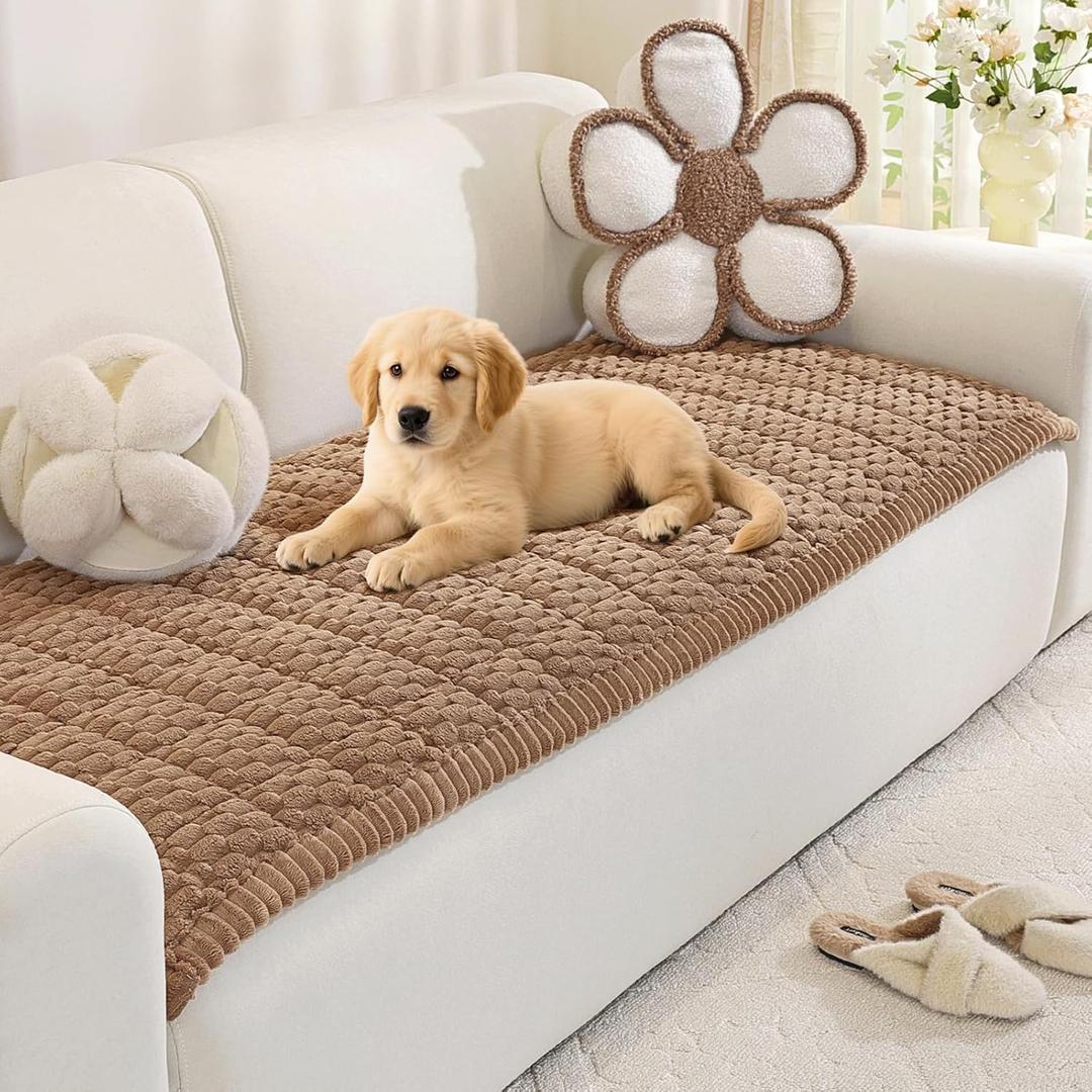 Royhom Couch Cover for Dogs Washable, Soft Thick Pet Couch Covers for Sofa, Pawcart Couch Protector Pet Friendly, Furniture Covers Dog Mat for Couches and Sofas (Brown, 27.6 x 47.2 Inch)