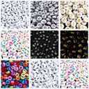 Amaney 700Pcs 7x4mm 7 Colors Mixed Number Beads Acrylic Round Shape Each Color 100Pcs