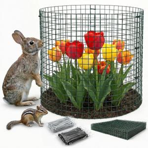 8 Pack Plant Protectors from Animals with 0.55" Fine Mesh, 12" x 16" Metal Wire Plant Cages for Seedlings, Garden Protectors to Keep Small Critters Out, 24 Panels with Zip Ties & Stakes