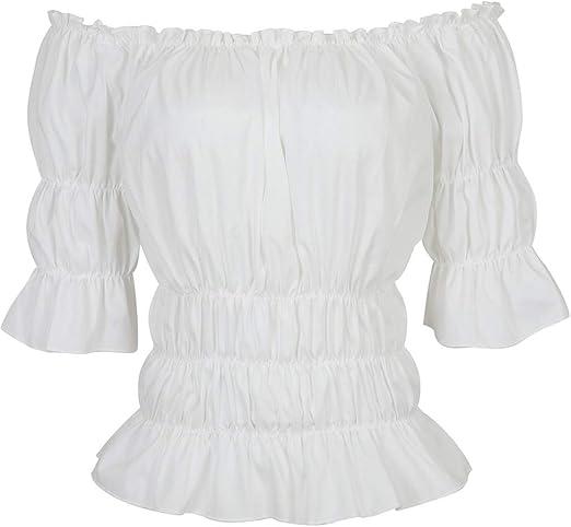 Kranchungel Peasant Blouses for Women: Renaissance Shirt Halloween Costumes Woman 2026 Pirate Costume Themed Party Aged 25-35 Size Small