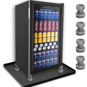 Mini Fridge Silicone Mat - with 4 Height Adjustable Base - 24''x24''x0.7'' Mini Fridge Drip Tray for Floor, Carpet - Mini Refrigerator Mat to Protect Floor, Prevents Leakage Water Spills