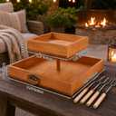 2 Tier Smores Kit Smores Station with 4 S'mores Sticks Camper Essentials Smore Caddy Organizer S'mores Box for Camping Supplies – Easy Campfire Treats