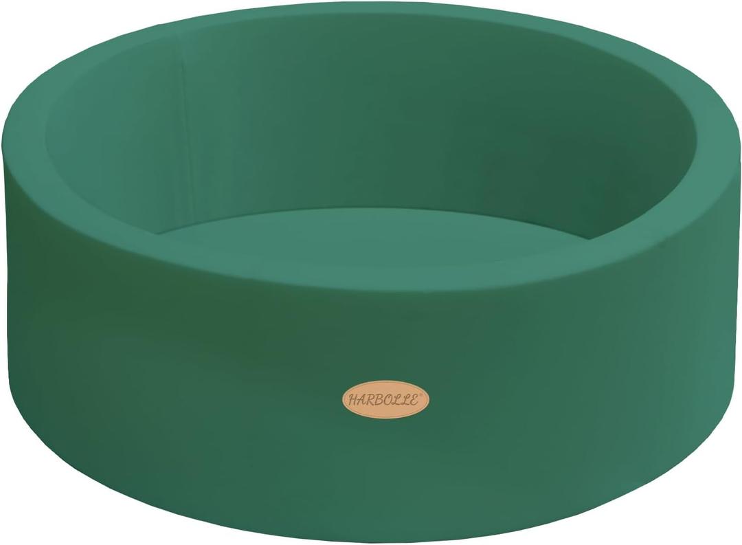 HARBOLLE Baby Ball Pit 35.4" Soft Round Memory Foam Ball Pits NOT Included Balls Indoor Outdoor Playpen for Babies Toddlers Kids Great Gift for Girls Boys, Dark Green