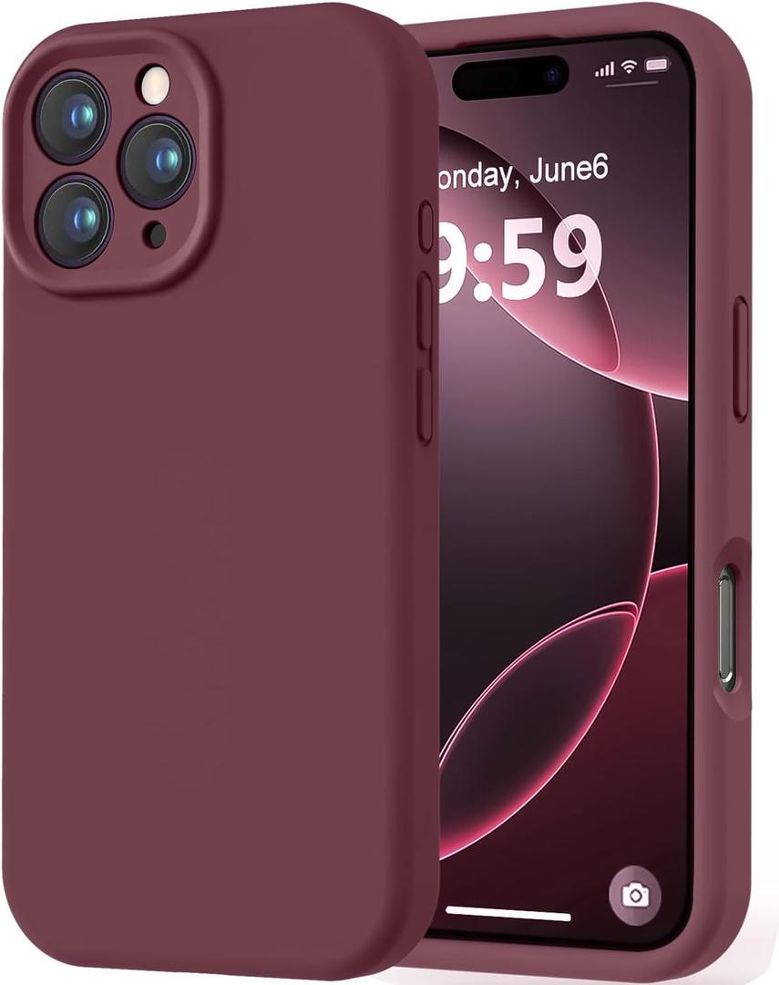 LOVE 3000 Designed for iPhone 16 Pro Case, Premium Silicone with [Soft Anti-Scratch Microfiber Lining] Shockproof Protective Phone Case for Men Women Girls 6.3", WineRed