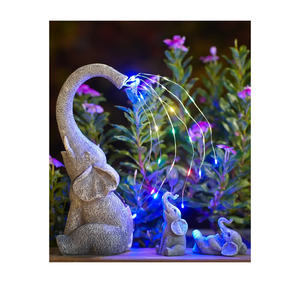 Qeeman Solar Elephant Statues for Garden Decor: Outdoor Sculptures for Lawn Ornaments - Porch Patio Balcony Front Yard Christmas Birthday Gifts for Mom Grandma Women