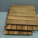 Acacia Wood Flooring Interlocking Deck Tiles for Patio Decor 9 Pcs 6 Slats VR Natural - Waterproof Indoor & Outdoor Decor - Balcony Garden Decking Tile (12.24 * 12.24 * 0.75 inches)