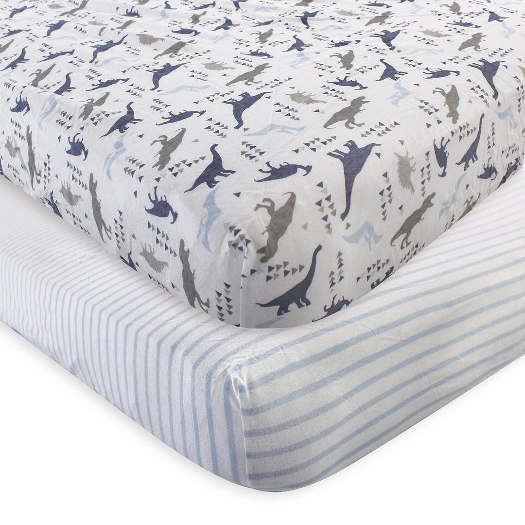 Touched by Nature Unisex Baby and Toddler Organic Cotton Crib Sheet, Dino, One Size