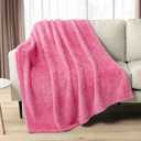PAVILIA Sherpa Throw Blanket for Couch Sofa, Pink Fluffy Warm Plush Blanket for Twin Bed, Cozy Super Soft Lightweight Throw, Fuzzy Decorative Blanket, All Season Home, 60x80