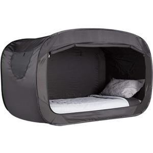 NKM Twin Bed Canopy Indoor Tent for Adults,Blackout Bed Tent,Portable Black Folding Sleep Tent
