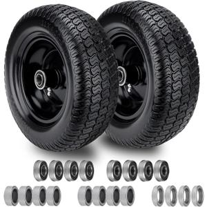2 Pcs 11x4.00-5 Flat Free Lawn Mower Tire and Wheel, for Zero Turn Mower