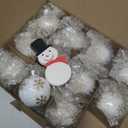 Jenaai 12 Pcs Christmas Ornament Place Card Holders 1.57" Snowflake Glass Ornament Balls Table Number Holder Snowman Name Cards Holiday Clips Sign for Table Setting Winter Xmas Party Decoration