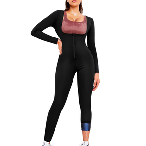 Junlan Full Body Sauna Suit for Women Sweat Jumpsuit Waist Trainers for Women Belly Fat Workout Sweat Suit L