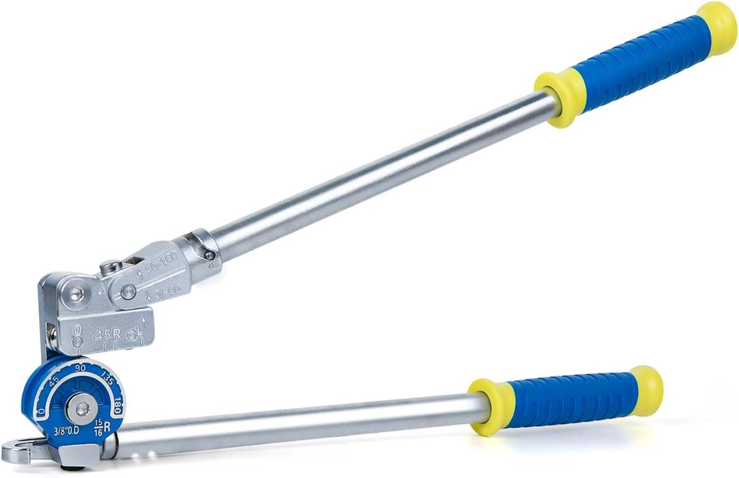 Pipe Bender 1/2" Heavy Duty Tubing Bender Tube Bender Roller 180 HVAC Copper Tool for Copper Pipe, Aluminum Pipe, Iron Pipe, Stainless Steel Pipe (Silver+blue)